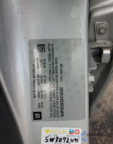 2016 Buick Verano Sport Touring из США, поврежденный, VIN 1G4PW5SK2G4146990